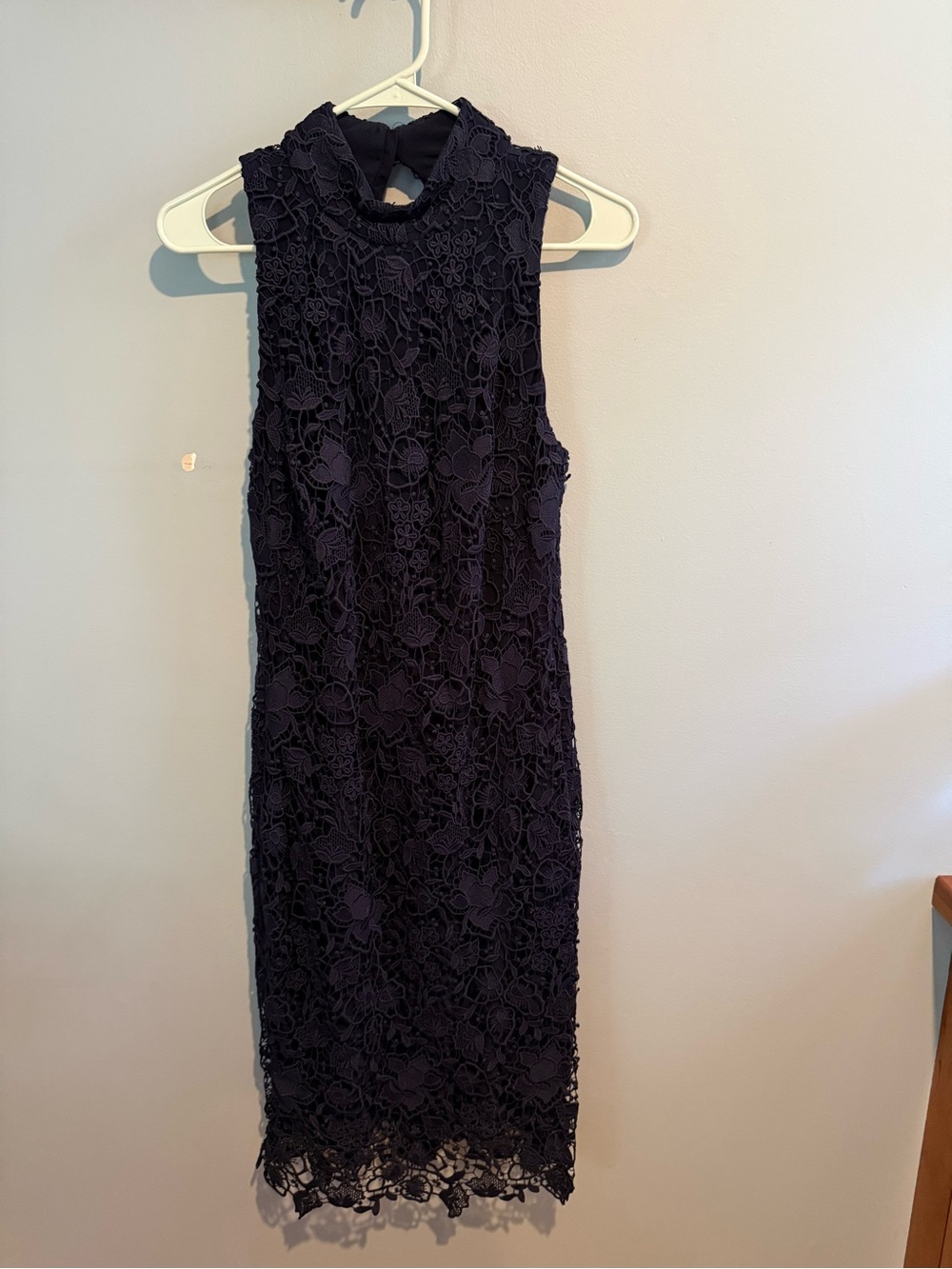 Ralph Lauren Navy Floral Lace Sleeveless Sheath Dress